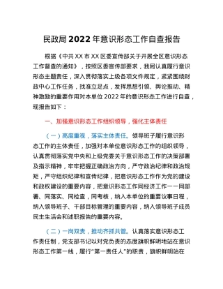 民政局2022年意识形态工作自查报告.docx