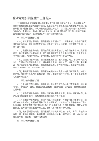 企业党建引领促生产工作报告.doc