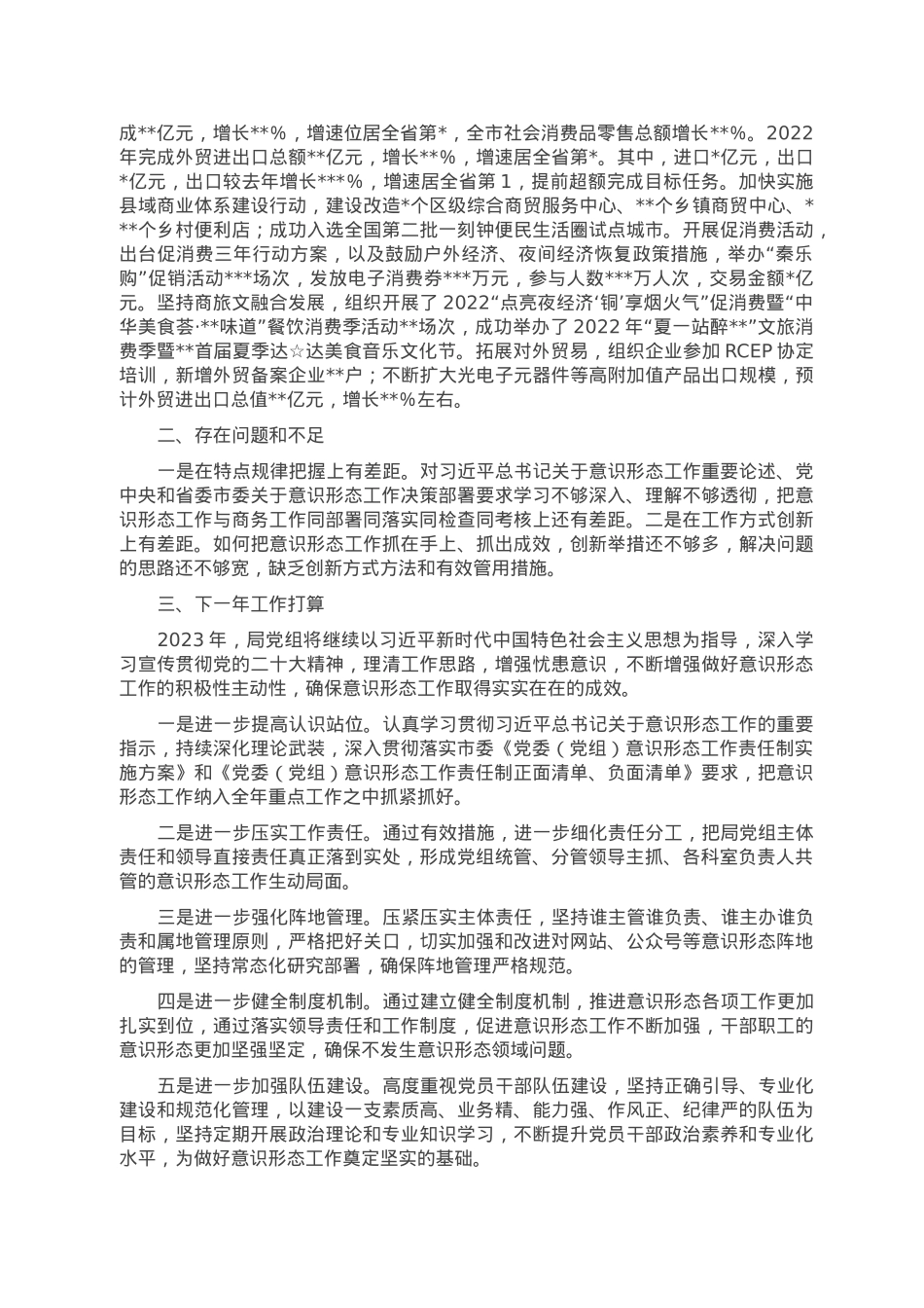 市商务局党组关于2022年意识形态工作开展情况的报告.doc_第3页