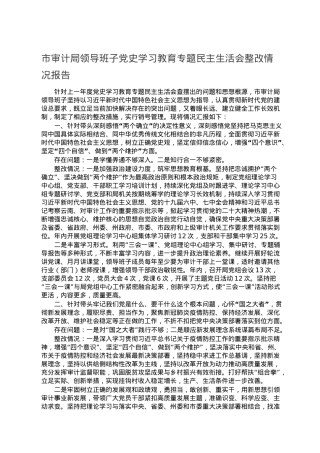 市审计局领导班子党史学习教育专题民主生活会整改情况报告.doc