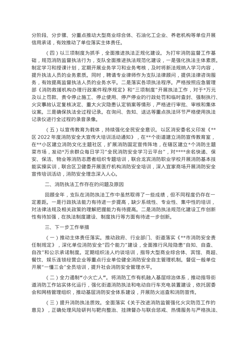 消防救援支队2022年行政执法工作情况报告.docx_第2页