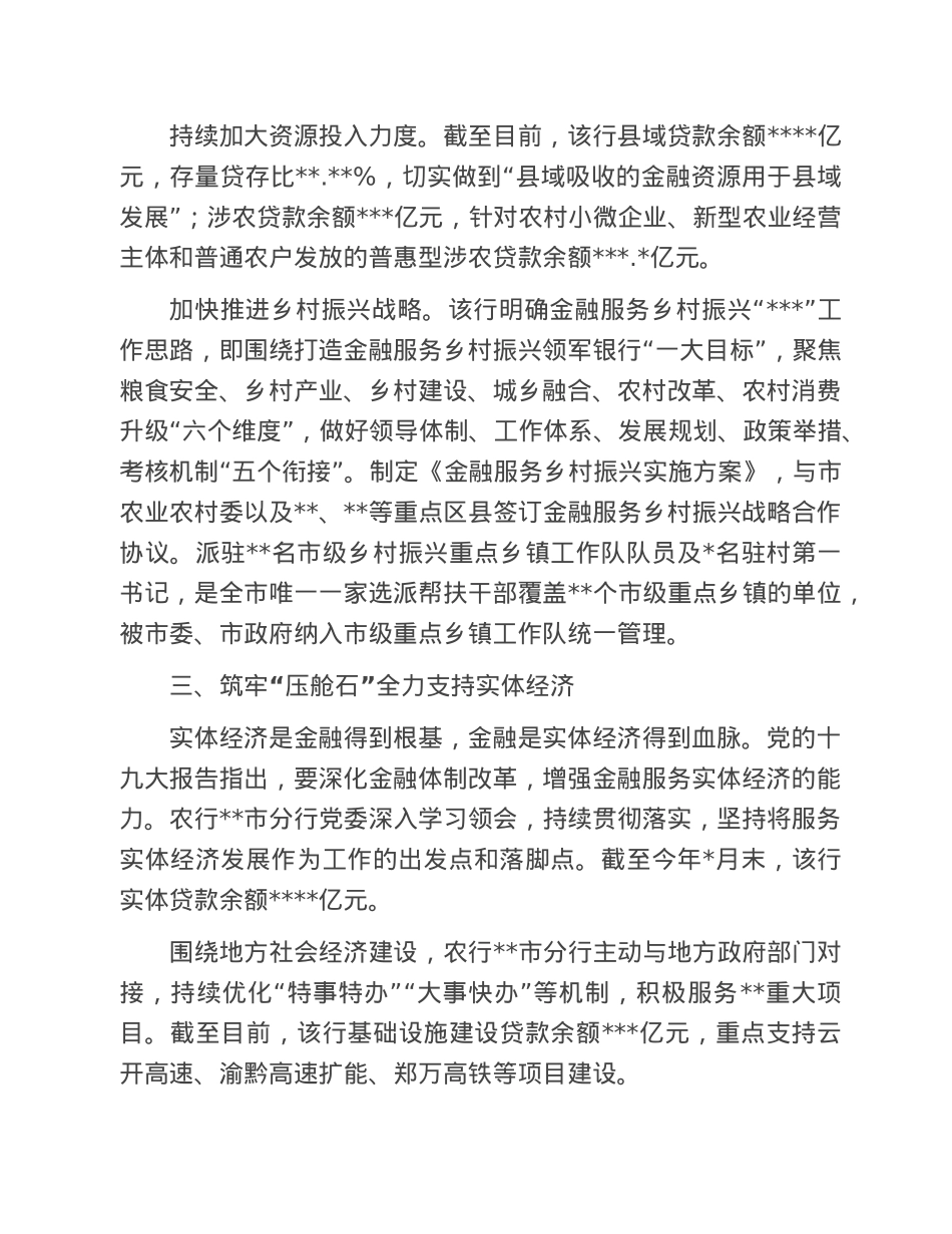 经验材料：高扬旗帜筑为民初心 聚力发展显大行担当农行市分行坚持党建引领高质量发展.doc_第3页