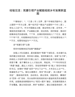 经验交流：党建引领产业赋能绘就乡村发展新蓝图.doc