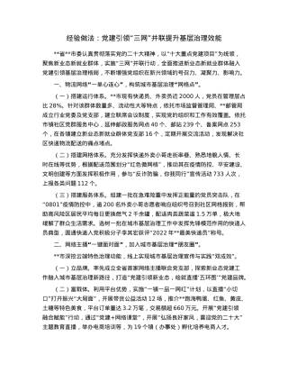 经验做法：党建引领“三网”并联提升基层治理效能.docx