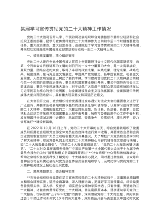 某局学习宣传贯彻党的二十大精神工作情况.doc