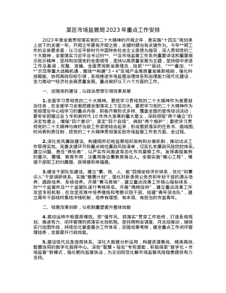 某区市场监管局2023年重点工作安排.docx