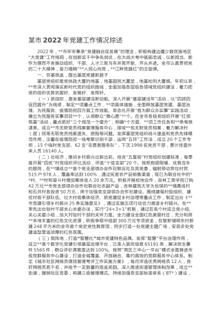某市2022年党建工作情况综述.doc