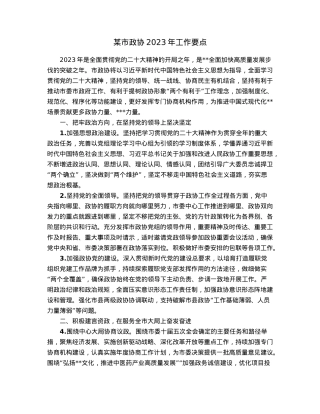 某市政协2023年工作要点.docx