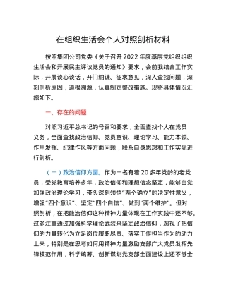 企业党支部书记在组织生活会对照剖析材料.docx