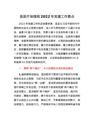 县医疗保障局2022年党建工作要点.docx