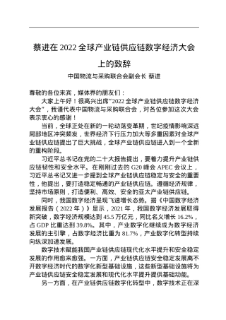 蔡进在2022全球产业链供应链数字经济大会上的致辞(20221124).docx