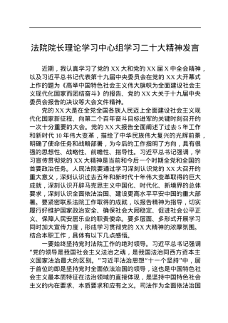 法院院长理论学习中心组学习二十大精神发言.docx