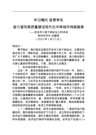 林州市市长孙建铎：在全市三级干部会议上的讲话（20230127）.docx