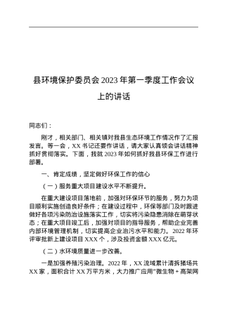 县环境保护委员会2023年第一季度工作会议上的讲话.docx