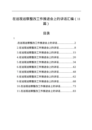 在巡视巡察整改工作推进会上的讲话汇编（11篇）.docx