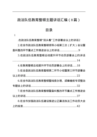 政法队伍教育整顿主题讲话汇编（8篇）.docx