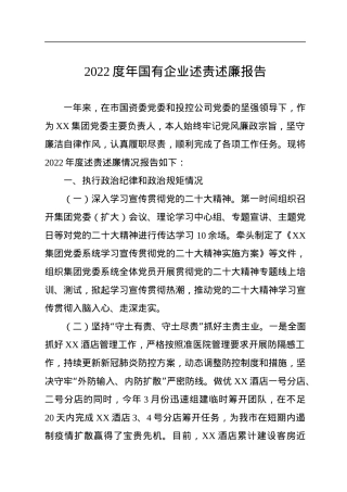 2022度年国有企业述责述廉报告.docx