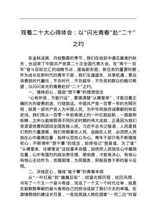 观看二十大心得体会：以“闪光青春”赴“二十”之约.docx