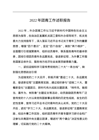 2022年团青工作述职报告.docx
