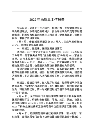 2022年稳就业工作报告.docx