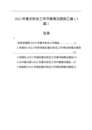 2022年意识形态工作开展情况报告汇编（5篇）.docx