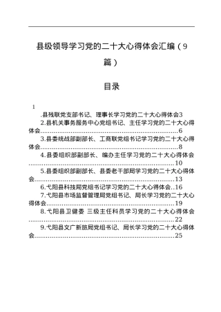 县级领导学习党的二十大心得体会汇编（9篇）.docx