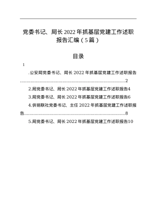 党委书记、局长2022年抓基层党建工作述职报告汇编（5篇）.docx