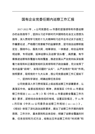 国有企业党委任期内巡察工作汇报.docx