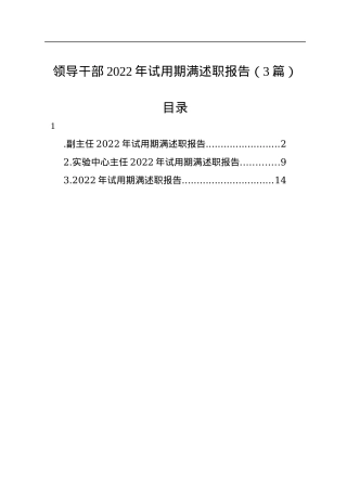 领导干部2022年试用期满述职报告（3篇）.docx