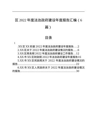 区2022年度法治政府建设年度报告汇编（6篇）.docx