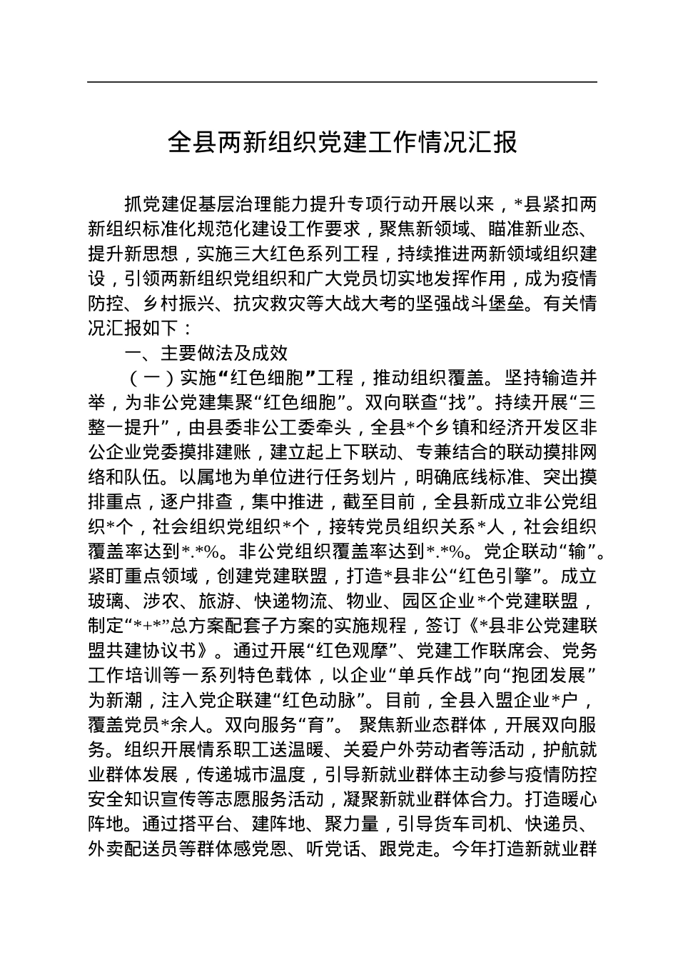 全县两新组织党建工作情况汇报.docx_第1页