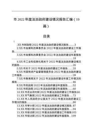 市2022年度法治政府建设情况报告汇编（19篇）.docx