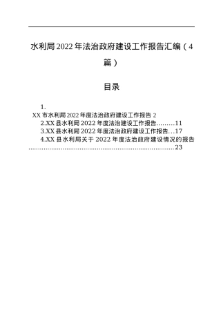 水利局2022年法治政府建设工作报告汇编（4篇）.docx