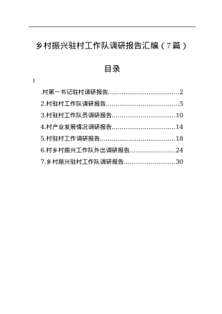 乡村振兴驻村工作队调研报告汇编（7篇）.docx