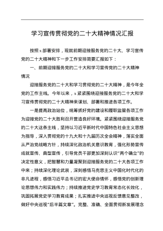 学习宣传贯彻党的二十大精神情况汇报.docx