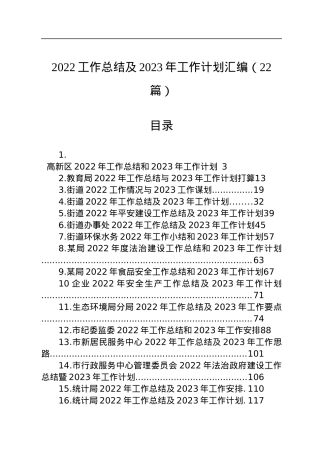 2022工作总结及2023年工作计划汇编（22篇）.docx