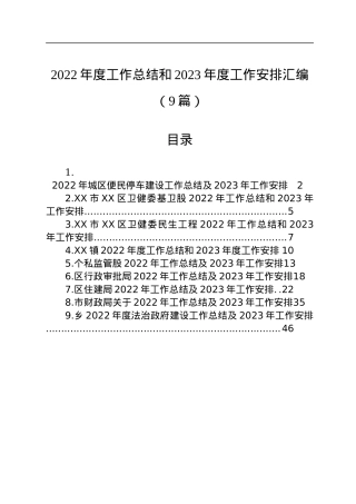2022年度工作总结和2023年度工作安排汇编（9篇）.docx