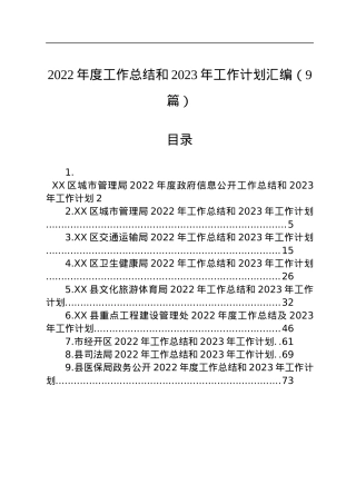 2022年度工作总结和2023年工作计划汇编（9篇）.docx