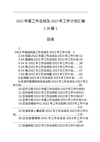 2022年度工作总结及2023年工作计划汇编（28篇）.docx
