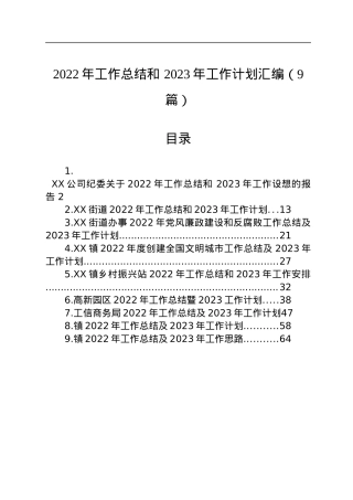 2022年工作总结和+2023年工作计划汇编（9篇）.docx
