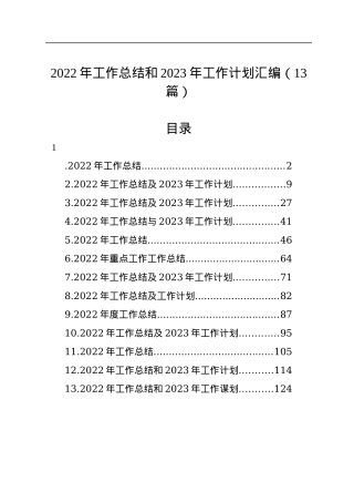 2022年工作总结和2023年工作计划汇编（13篇）.docx