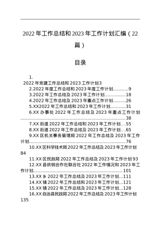 2022年工作总结和2023年工作计划汇编（22篇）.docx