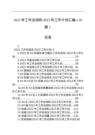2022年工作总结和2023年工作计划汇编（45篇）.docx