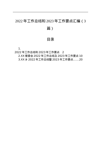 2022年工作总结和2023年工作要点汇编（3篇）.docx