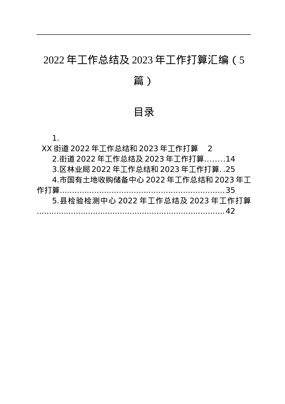2022年工作总结及2023年工作打算汇编（5篇）.docx_第1页
