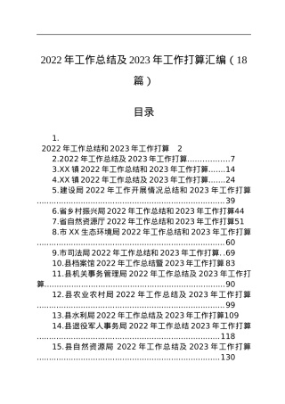 2022年工作总结及2023年工作打算汇编（18篇）.docx