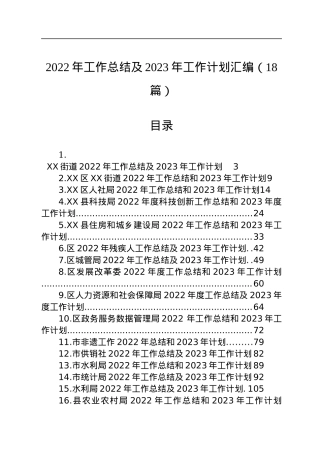 2022年工作总结及2023年工作计划汇编（18篇）.docx