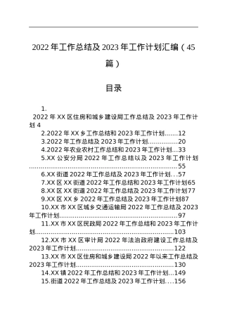 2022年工作总结及2023年工作计划汇编（45篇）.docx