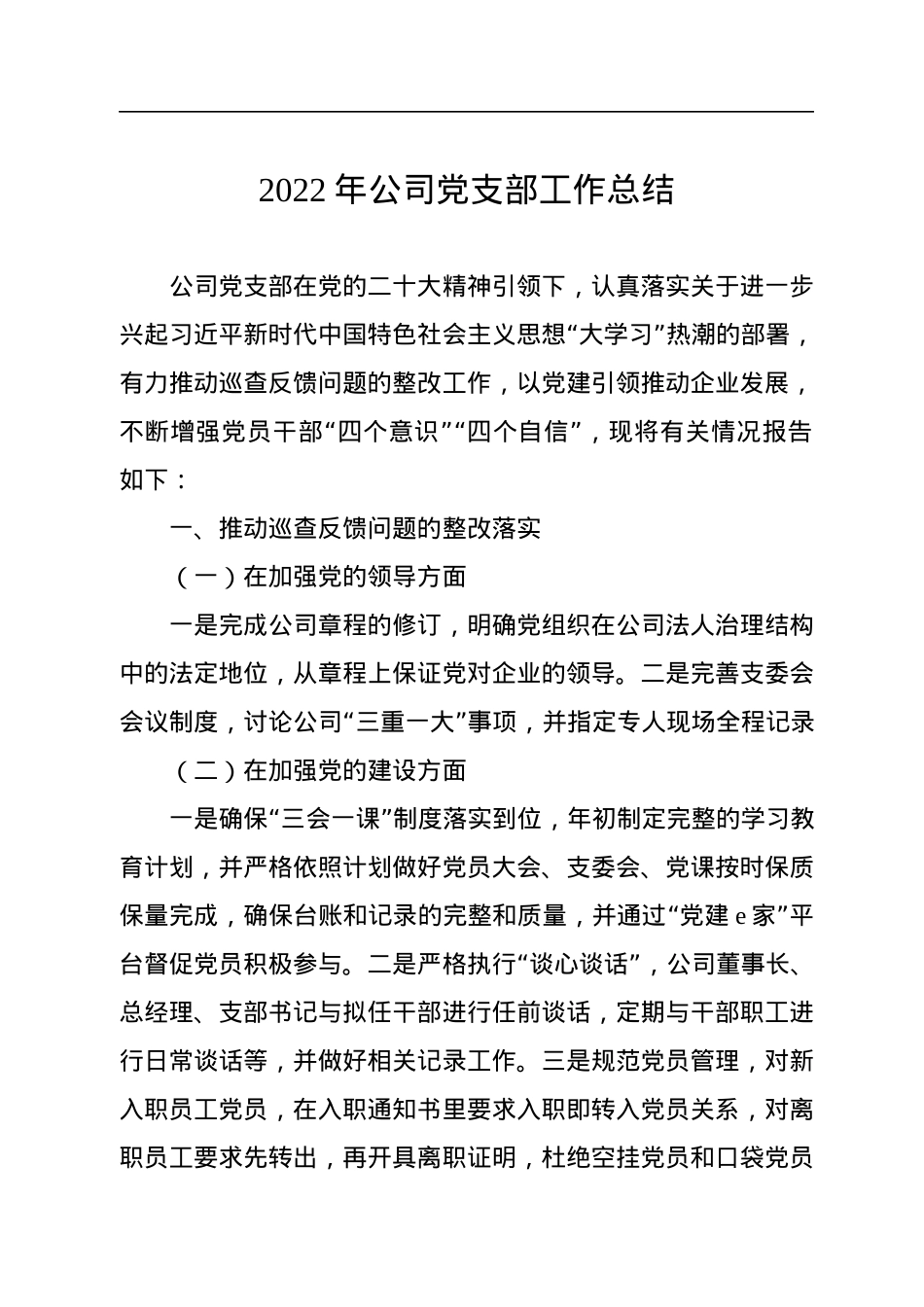 2022年公司党支部工作总结.docx_第1页