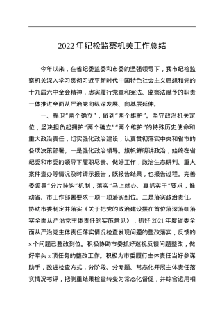 2022年纪检监察机关工作总结.docx